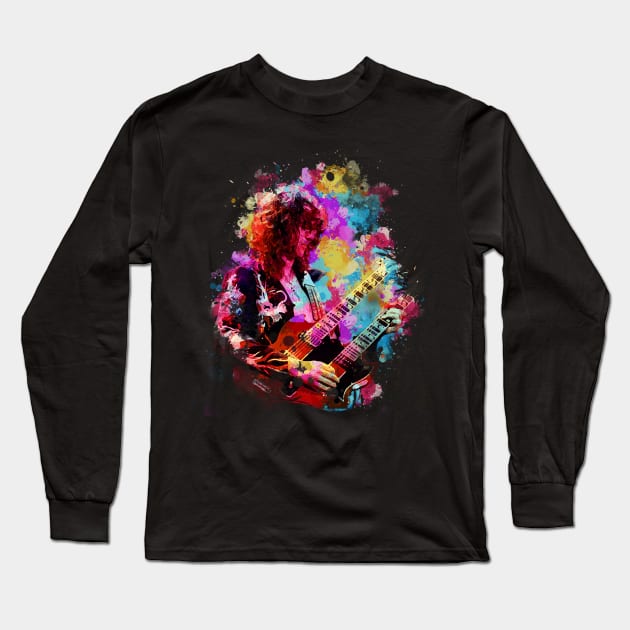 Jimmy Page - Watercolor Illustration Long Sleeve T-Shirt by Punyaomyule